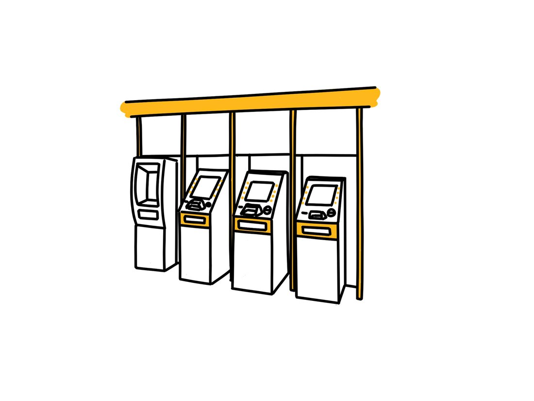 Bank of four ATM machines