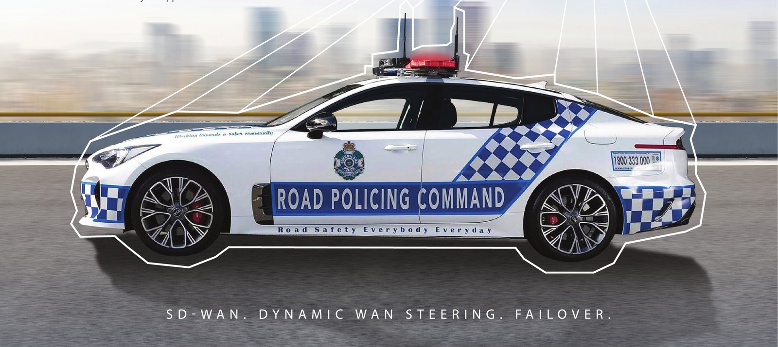 Police vehicle with Peplink multi-radio mobile router and bonded WAN connections